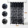SD SDLIVING Black Lace Shower Curtain with Tassels,Luxury Floral Sheer