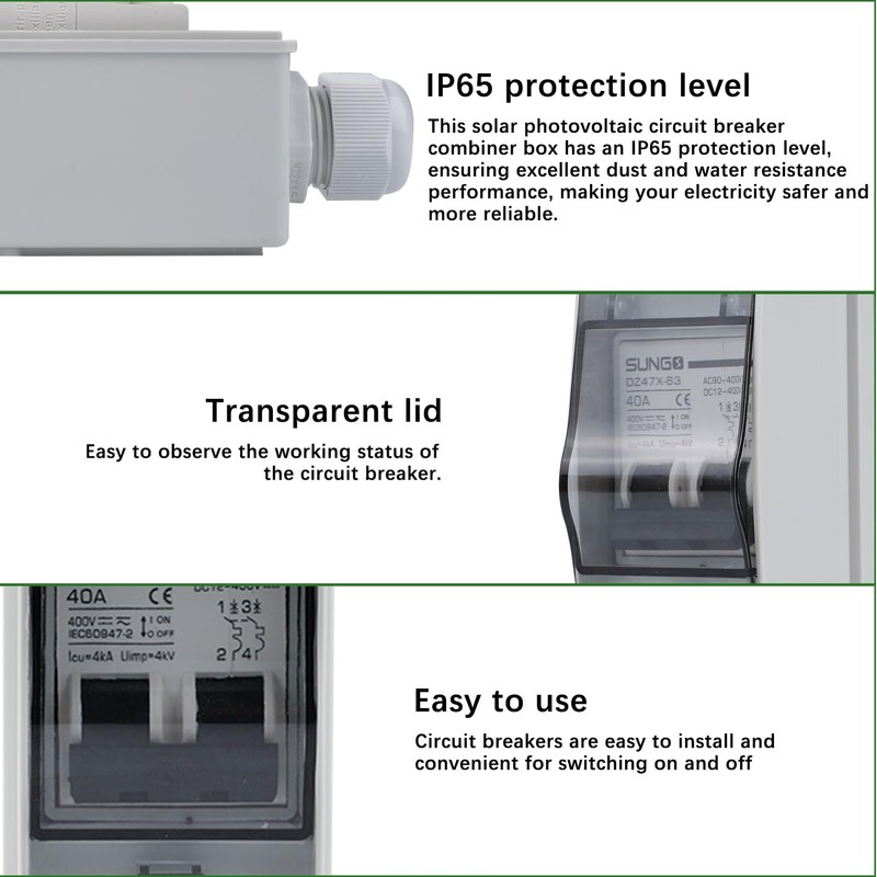 Jadeshay Solar PV Combiner Box,1 String Solar Combiner Box with