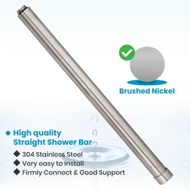 gotonovo SUS304 Stainless Steel 20 Inch Straight Shower Bar for Outdoor Shower Fixture, Brushed Nickel