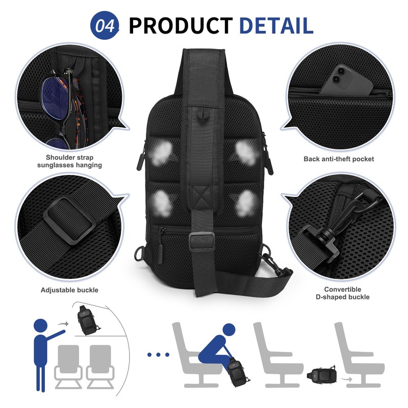 SUIKIHUM Sling Bag for Men, Anti Theft Mini Backpack with