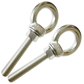 CHHGGNN Heavy Duty Eye Bolt, 2 PCS M12 304 Stainless Steel Eye Bolt Heavy Duty Lifting Ring 3.15" Threaded Eyebolt Shoulder Eye Bolts with Nuts and Flat Washers(Thread Length 80mm)