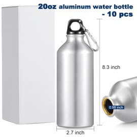 CHENGU 10 Pcs Aluminum Water Bottle 20 oz Aluminum Bike Water Bottle Lightweight Aluminum Reusable Bottles Leak Proof Aluminum Sports Bottle Travel Bottles with Twist Cap Buckle for Camping (Silver)
