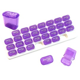 3world SW1768 Grape Pill Case, 1 Month Management, Storage, Forget to Drink Prevention, Calendar, Portable, Divided Use, Choose Color