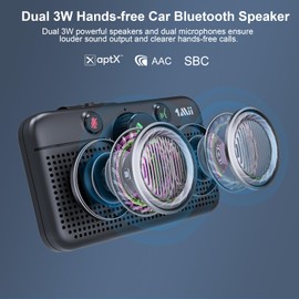 1Mii Bluetooth 5.3 Car Speaker, Handsfree Bluetooth Speakerphone for Cell Phone, Motion Auto On, Support Voice Assistant for Android and iOS, Wireless Audio Car Kit with Visor Clip