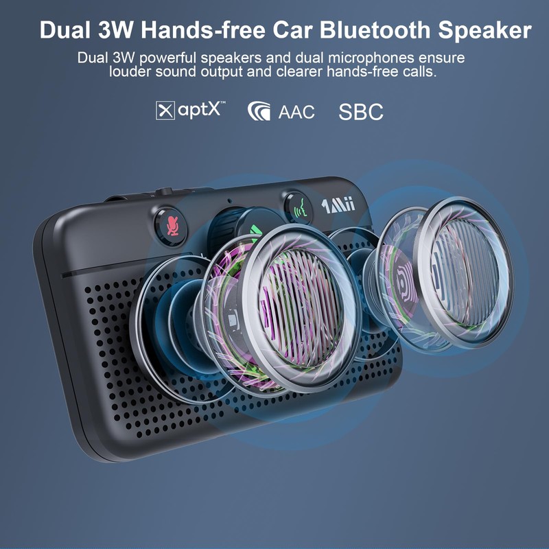1Mii Bluetooth 5.3 Car Speaker, Handsfree Bluetooth Speakerphone for Cell