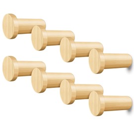Wood Wall Hooks – 8 Pcs Decorative Wooden Hooks for Wall Mount, Unique Boho Wooden Pegs Bag Hangers, Entryway Hat Hooks for Hanging Towel, Coat, Cap, Backpack