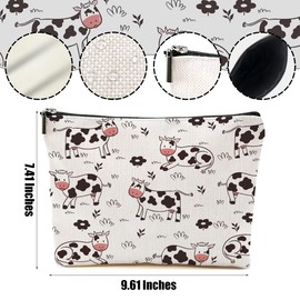 DHKG Cow Gifts Makeup Bag Cow Print Stuff Cosmetic Bag Cow Themed Gifts for Women Girls Friend Daughter Cow Stuff Cow Lover Gifts Travel Organizer Zipper Pouch Graduation Birthday Friendship Gifts