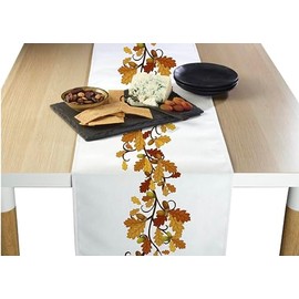 Fabric Textile Products | Fall Foliage Table Runner | 12" x 72" | Autumn and Thanksgiving Table Runner | Made in The USA