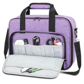 Projector Carry Case, Projector Bag with Accessories, Storage Bags, Adjustable Shoulder Straps, Portable Carry Bag, Compatible with Epson BenQ ViewSonic and Most Mini Projectors (Purple)