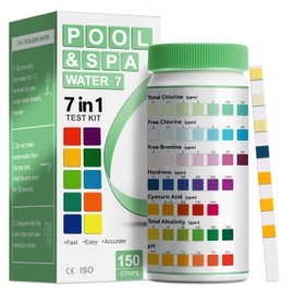 AAwipes Pool Test Strips 7 in 1 (150 Strips) All-New 2024 Pool PH Test Kit Super Accurate Water Hardness Acid Testing Kit Pool Maintenance Kit for Pool, Inground Pool, Hot tub and Spa (K01-150)