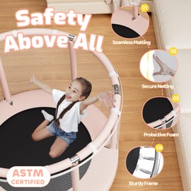 ZCMHAXJ 55" Trampoline for Kids with Enclosure, 440lbs Capacity Indoor & Outdoor Toddler Trampoline, Gifts for Boys & Girls