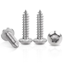 Pack of 50 Tapping Screws M5 x 25 mm, Leryati Stainless Steel Flat Head with Washer Torx Screws, A2 V2A Wood Screws Lens Head Full Thread, Self-Tapping Screws Round Head Screws Silver
