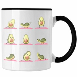 Trendation - Avocado Yoga Pose Cup Gift Gym Workout Cute Gym Exercise (Black)