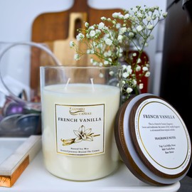 COSMIQ CANDLE - French Vanilla - Candles for Home Scented - Large 20oz Glass Jar Candles - 100% Natural Soy Candles - Non-Toxic Scented Candles - Chic Home Décor - Ideal Gift - Long 100 Hour Burn Time