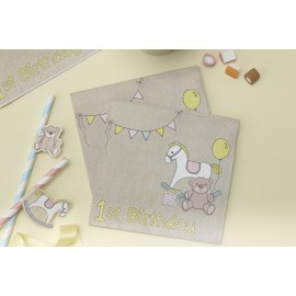 Ginger Ray 1st Birthday Party Paper Napkins – Rock-a-Bye Baby First Birthday