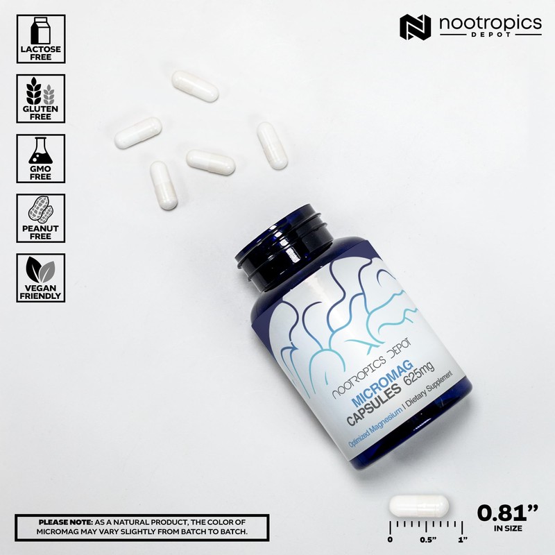 Nootropics Depot MicroMag Magnesium Capsules | 625mg | 90 Count
