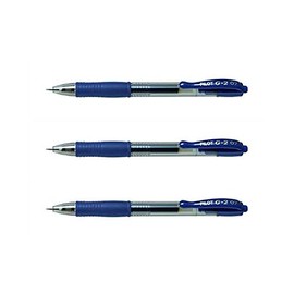Pilot G2 07 Set of 3 Gel Ink Rollerball Pens Medium Point Blue Black