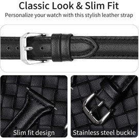 Compatible for Letsfit EW1 Bands, Giaogor Slim Genuine Leather Band Replacement Accessories Strap Compatible for Letsfit EW1 Smartwatch (Black)