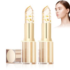 2 PCS Transferproof Color Changing Lipstick, Gold Crystal Color Changing Lipstick,color changing lipstick,Moisturizer Long Lasting Lip Balm,Clear Lip stick That Changes Color