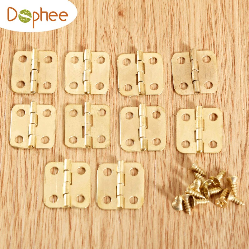 Dophee 16*13mm 50個 平蝶番 丁番 ミニヒンジ 木箱用のヒンジ ウェアヒンジ アンティーク調 ドア用金物