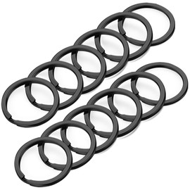 Gkeygo Key Rings, 12 pcs Stainless Steel Key Ring for Keychains, 1inch Flat Split Keychain Ring for Car Keys Dog Ring Tag Lanyards Home School Office DIY, Black