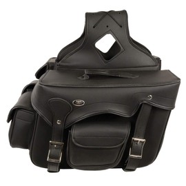 Milwaukee Leather SH666ZB Large Black 2-Strap PVC Throw Over Reflective Motorcycle Saddlebags - Large
