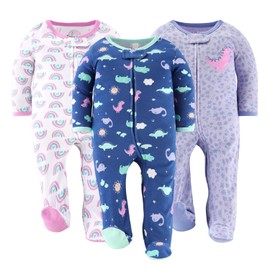 The Peanutshell Baby Girl Sleepers, Sleep and Play Footed Baby Pajamas for Girls, Baby Pjs, Newborn, 0-3, 3-6, 6-9 Months (Multi, 6-9 Months)