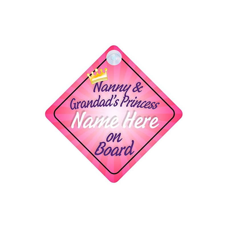 Nanny and Grandad's Princess 018 On Board Car Sign New