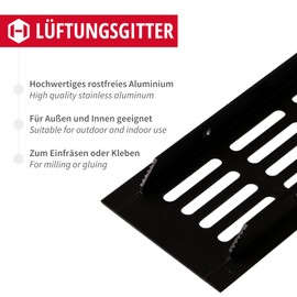 Gedotec Ventilation grille square made of aluminium, 1 piece exhaust grille, brown, 500 x 60 mm, door grille aluminium for indoor and outdoor use, ventilation grille square for screwing on, exhaust