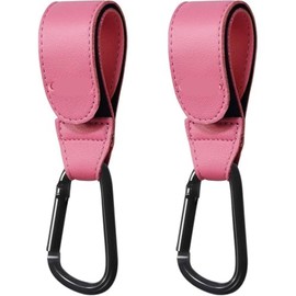 2X Pram Hook Clips,Cup Holder for Pram,Leather Style Pushchair Hooks,Buggy Clips Carrier, Heavy Duty Strollers & Buggies,Travel Pram,Pushchairs & Prams,Baby Changing Bags,Baby Stroller (Pink)