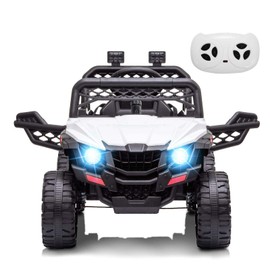 12V Kids Ride on UTV Electric Vehicle for Toddlers Battery Powered Ride On Car Toy with Remote Control, 4 Wheels Spring Suspension, LED Lights, Music, White