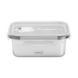 Lurch 240891 Lunch Box Safety/Storage Box Made of High-Quality Stainless Steel with BPA-Free Plastic Lid 800 ml, Silver