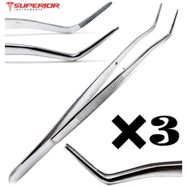 Dental Meriam Foil Cotton Tweezer 16cm Serrated Angled Beak Dressing Pliers Surgical Forcep Diagnostic Examination 3 Pieces Instruments