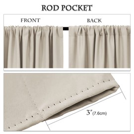 PONY DANCE Blackout Small Window Curtains - Thermal Insulated Curtains - Light Block Privacy for Bathroom Kitchen Laundry RV Curtains, 29 inch Wide by 36 in Long, Cream, 2 Pcs