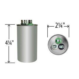 (2) Pack - Goodman CAP050450440CT - 45 + 5 uf / Mfd 370 / 440 VAC AmRad Replacement Round Dual Universal Capacitor - Made in the U.S.A.