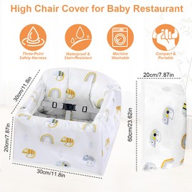 Jaxbo High Chair Cover for Baby Restaurant, Baby Highchair Covers for Restaurant Waterproof Washable Stain and Slip Resistant Portable for Children Outdoor Indoor Eating