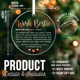 ZAGKOO Work Besties Gifts for Women, Work Friends - Coworker Ornament, Christmas Coworkers Gifts, White Elephant, Secret Santa Office Ideas for Co Workers - Acrylic Ornament 2025