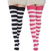 BABAHU Womens Extra Long Cotton Stripe Thigh High Socks Over