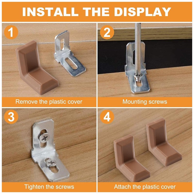 MOROBOR Angle Bracket, 40Pcs L-Shaped Steel Galvanized Corner Brace with