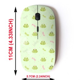CJCBROES 2.4G Wireless Mouse with Cute Pattern Design for All Laptops and Desktops with Nano Receiver - Cute Frogs Dragonflies