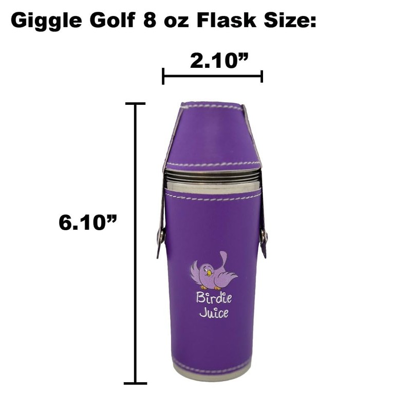 Birdie Juice 8 oz Purple Flask With 4 Shot Glasses