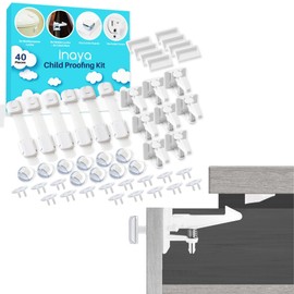 Complete Baby Proofing Bundle - 12pc Child Safety Cabinet, Drawer Locks, Latches, Corner Guards, and Outlet Covers and 49 pc complete baby proofing kit,baby proofing kit drawers, child proof house kit