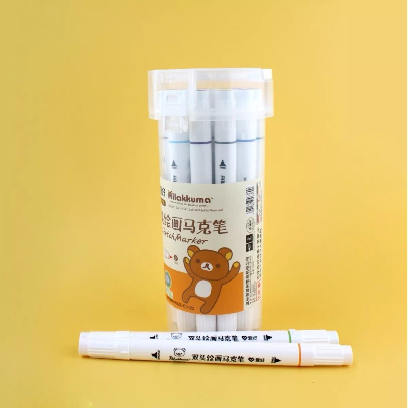 Rilakkuma 24pz Plumones Doble Punta Estuche Portatil Cilindro Jumbo