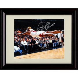 Dennis Rodman Autograph Replica Print - Defensive Giant Diving - Chicago - Framed 8x10