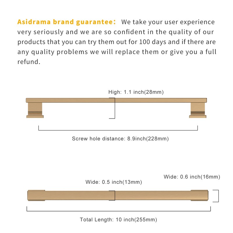 Asidrama 6 Pack 9 Inch(228mm) Hole Centers Champagne Bronze Kitchen