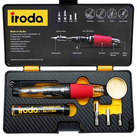 IRODA SolderPro Original 50K Butane Soldering Iron Kit 4-in-1 Cordless 30-70W Pro Grade | 18s Heat-Up Multi-Function Heat Tool with Case & Tips