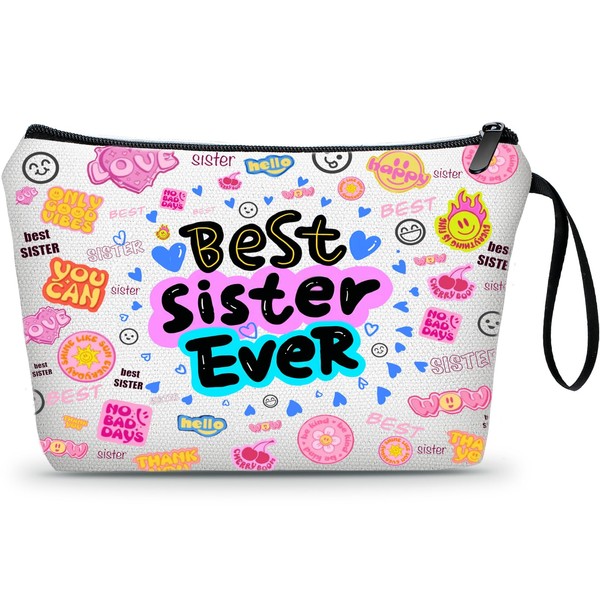 Unique sister gifts for women,Soul Sister Gifts from sister,small make up bags gift for sister adult,Big Sister Gift Cosmetic Bag,Sister Birthday Gift Ideas,Sister Graduation Gift,best sister ever, sis3