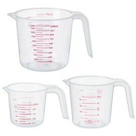 DTDNZKN 3 Pack Measuring Cup Set, Includes 250Ml (1-Cup), 500Ml (2-Cup) and 1000Ml (4-Cup) Plastic Liquid Measuring Cups- Baking, Cooking, Mixing & Measuring Cups, Essential Kitchen Tools