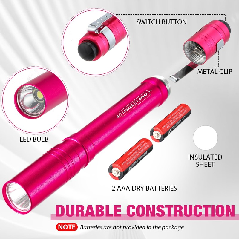 Tujoe 12 Pack LED Penlight Bulk, Pocket Flashlight with Clip,