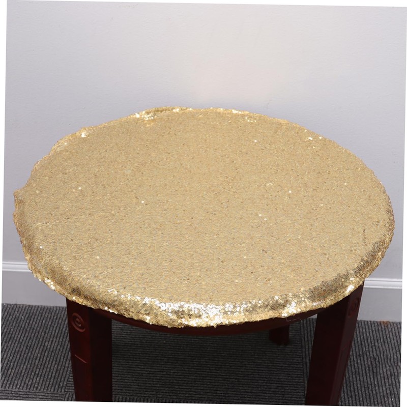 CIYODO Golden Sequin Table Cover Round Shiny Tablecloth for Weddings